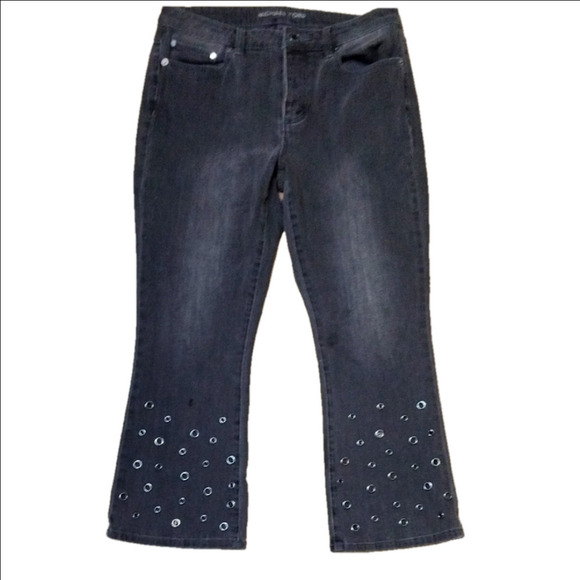 Michael Kors Vintage Black Flared Women Jeans with Eyelet Detailing - Size 6 - Picture 1 of 4